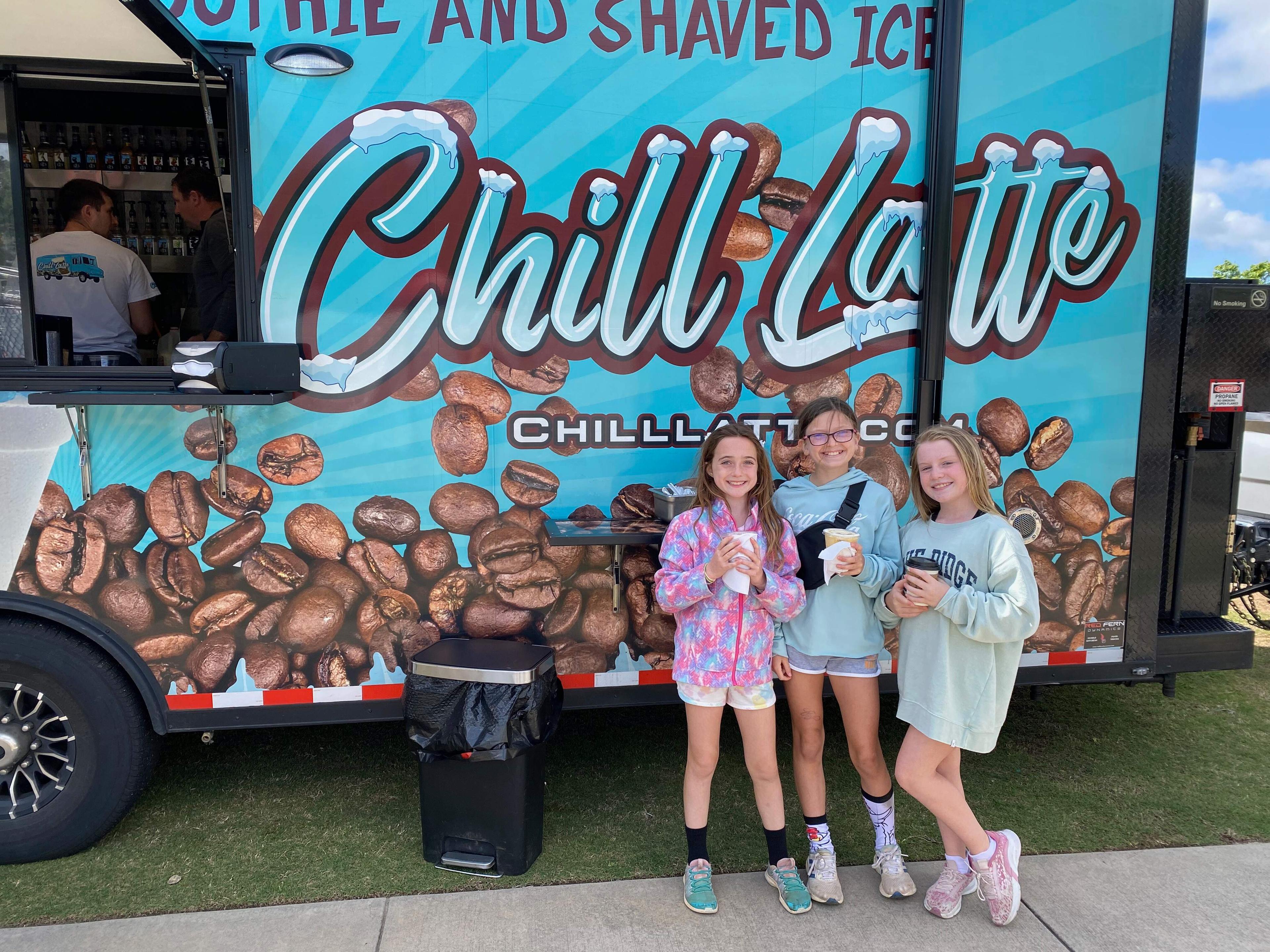 girls near Chill Latte coffee trailer 